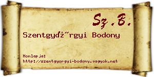 Szentgyörgyi Bodony névjegykártya